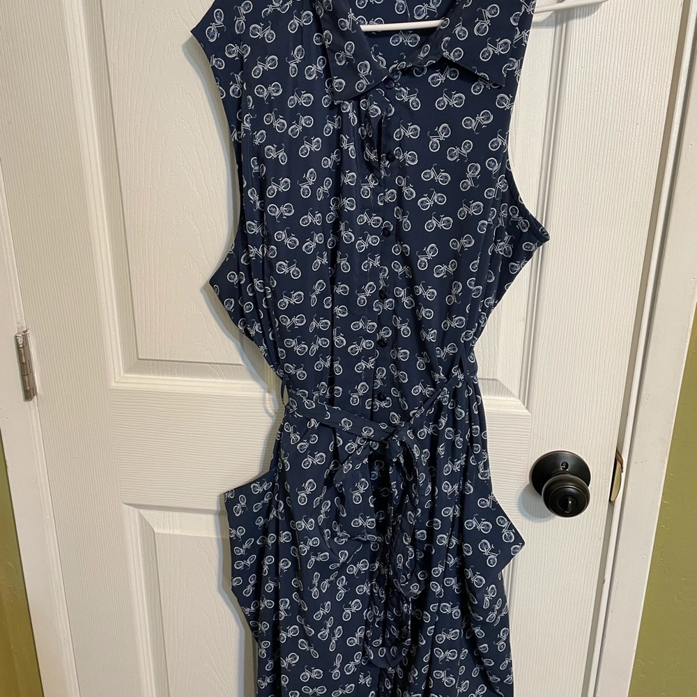 Bicycle print sleeveless dress